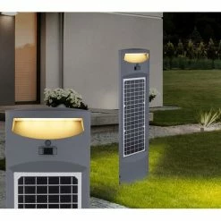 Globo Solar Sockelleuchte LED Anthrazit, 1-flammig, Bewegungsmelder