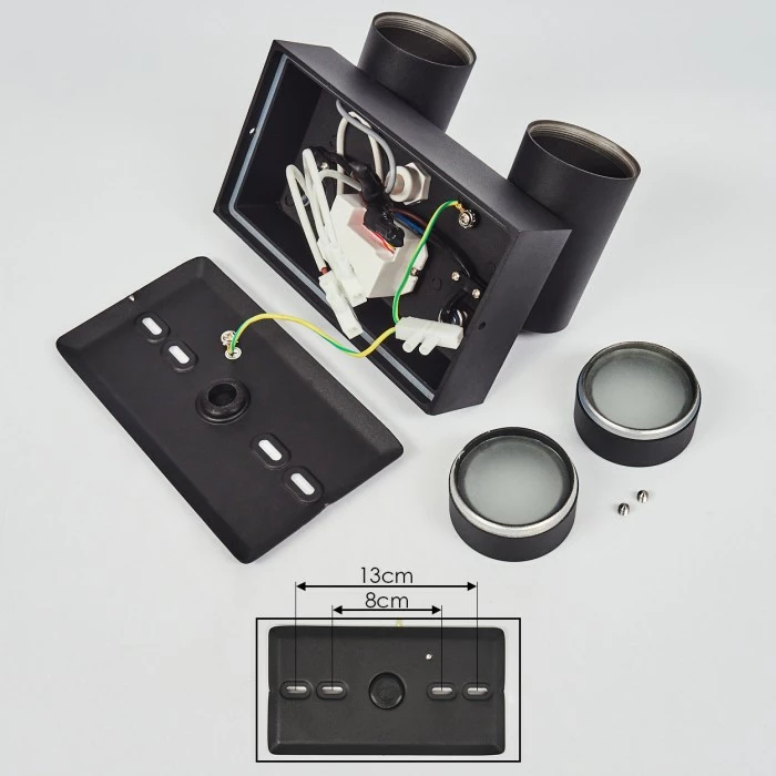 Hofstein Hakamken Außenwandleuchte Schwarz, 2-flammig, Bewegungsmelder 5 Hofstein Hakamken Außenwandleuchte Schwarz, 2-flammig, Bewegungsmelder – Bild 5