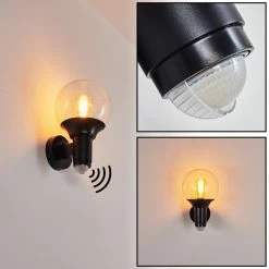 Außenleuchten Verkäufe 10 Hofstein Hurstbourne Außenwandleuchte Schwarz, 1-flammig, Bewegungsmelder