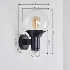 Hofstein Hurstbourne Außenwandleuchte Schwarz, 1-flammig, Bewegungsmelder -Außenleuchten Verkäufe hurstbourne aussenwandleuchte h3419847 3
