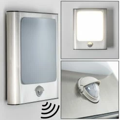 Hofstein Kimola Aussenwandleuchte LED Nickel-Matt, 1-flammig, Bewegungsmelder