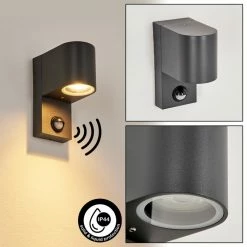 Hofstein Kingstown Außenwandleuchte Anthrazit, Transparent, Klar, 1-flammig, Bewegungsmelder