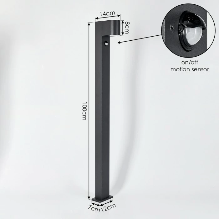 Hofstein Kingstown Wegeleuchte Anthrazit, 1-flammig, Bewegungsmelder 4 Hofstein Kingstown Wegeleuchte Anthrazit, 1-flammig, Bewegungsmelder – Bild 4