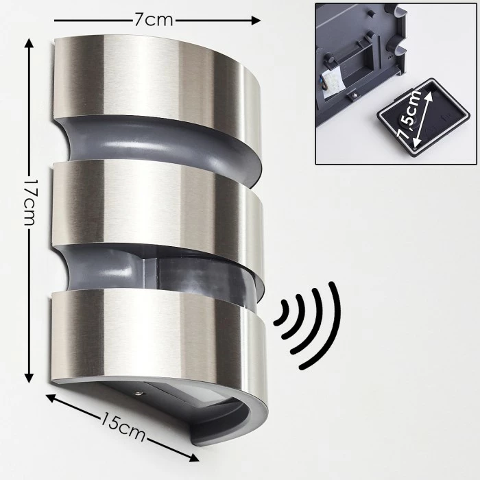 Hofstein Kolding Außenwandleuchte LED Schwarz, Edelstahl, 1-flammig, Bewegungsmelder 2 Hofstein Kolding Außenwandleuchte LED Schwarz, Edelstahl, 1-flammig, Bewegungsmelder – Bild 2