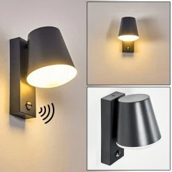 Hofstein Komata Außenwandleuchte Anthrazit, 1-flammig, Bewegungsmelder