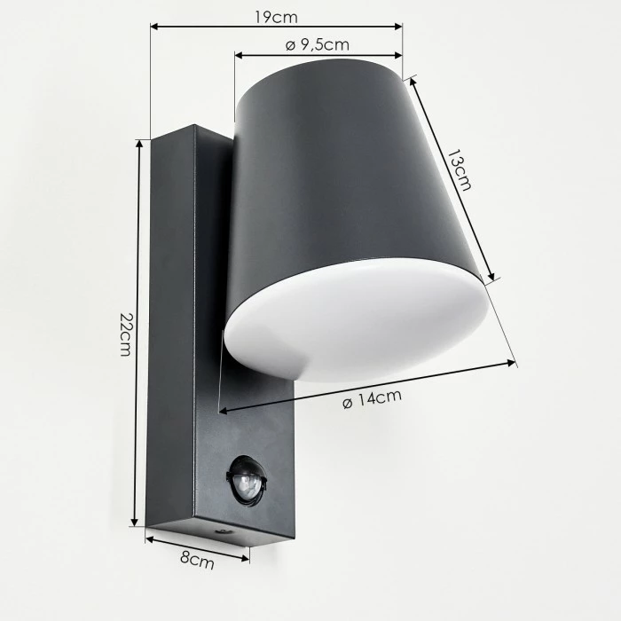 Hofstein Komata Außenwandleuchte Anthrazit, 1-flammig, Bewegungsmelder 4 Hofstein Komata Außenwandleuchte Anthrazit, 1-flammig, Bewegungsmelder – Bild 4