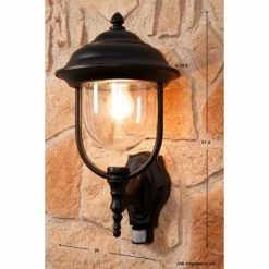 Konstsmide Leuchten Konstsmide PARMA Außenwandleuchte Schwarz, Transparent, Klar, 1-flammig, Bewegungsmelder