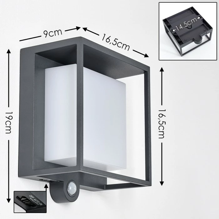 Hofstein Lansing Solar-Außenwandleuchte LED Anthrazit, 1-flammig, Bewegungsmelder 2 Hofstein Lansing Solar-Außenwandleuchte LED Anthrazit, 1-flammig, Bewegungsmelder – Bild 2