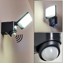 Hofstein Larvik Außenwandleuchte LED Anthrazit, 1-flammig, Bewegungsmelder