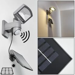 Hofstein Larvik Solar-Außenwandleuchte LED Grau, 1-flammig, Bewegungsmelder