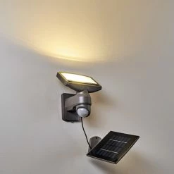 Hofstein Larvik Solar-Au&szlig;enwandleuchte LED Grau, 1-flammig, Bewegungsmelder -Außenleuchten Verkäufe larvik solar aussenwandleuchte h3303900 do1 12