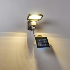 Hofstein Larvik Solar-Au&szlig;enwandleuchte LED Grau, 1-flammig, Bewegungsmelder -Außenleuchten Verkäufe larvik solar aussenwandleuchte h3303900 do1 15