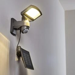 Hofstein Larvik Solar-Au&szlig;enwandleuchte LED Grau, 1-flammig, Bewegungsmelder -Außenleuchten Verkäufe larvik solar aussenwandleuchte h3303900 do1 2
