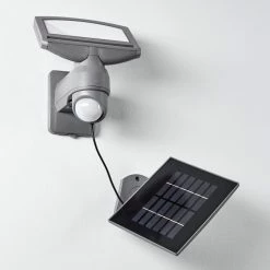 Hofstein Larvik Solar-Au&szlig;enwandleuchte LED Grau, 1-flammig, Bewegungsmelder -Außenleuchten Verkäufe larvik solar aussenwandleuchte h3303900 do1 8