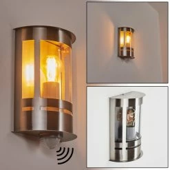 Hofstein Lauvdal Außenwandleuchte Edelstahl, 1-flammig, Bewegungsmelder