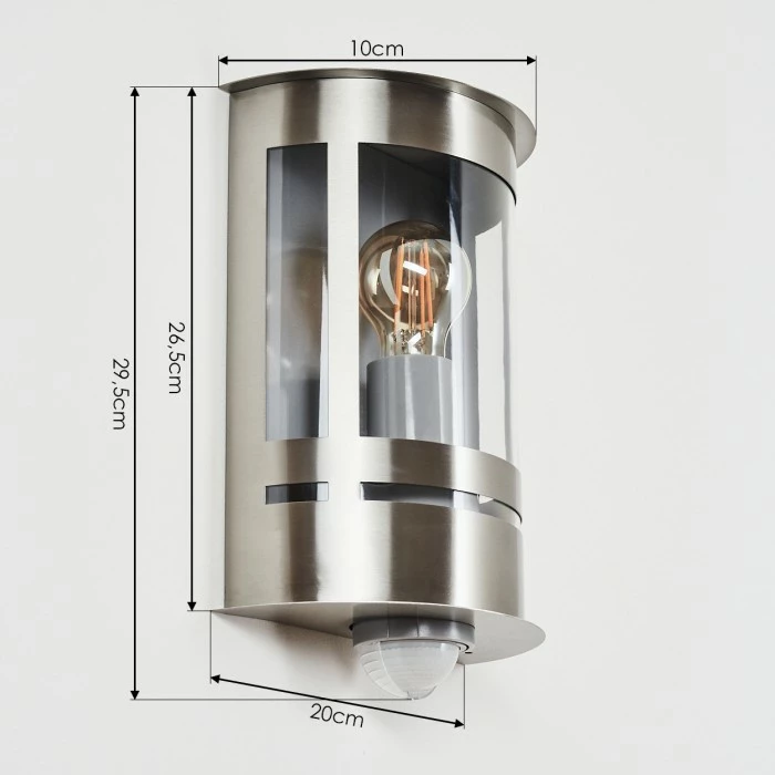 Hofstein Lauvdal Außenwandleuchte Edelstahl, 1-flammig, Bewegungsmelder 4 Hofstein Lauvdal Außenwandleuchte Edelstahl, 1-flammig, Bewegungsmelder – Bild 4