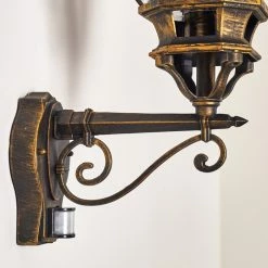 Hofstein Lentua Außenwandleuchte Braun, Gold, 1-flammig, Bewegungsmelder -Außenleuchten Verkäufe lentua aussenwandleuchte h3012437 do2 10
