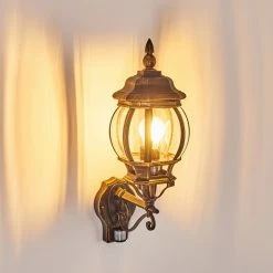 Hofstein Lentua Außenwandleuchte Braun, Gold, 1-flammig, Bewegungsmelder -Außenleuchten Verkäufe lentua aussenwandleuchte h3012437 do2 3