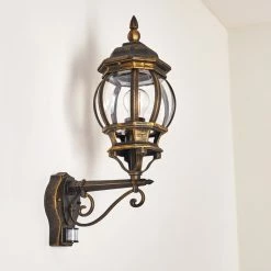 Hofstein Lentua Außenwandleuchte Braun, Gold, 1-flammig, Bewegungsmelder -Außenleuchten Verkäufe lentua aussenwandleuchte h3012437 do2 5