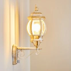 Hofstein Lentua Au&szlig;enwandleuchte Wei&szlig;, Gold, 1-flammig, Bewegungsmelder -Außenleuchten Verkäufe lentua aussenwandleuchte h3012444 do2 11