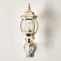 Hofstein Lentua Au&szlig;enwandleuchte Wei&szlig;, Gold, 1-flammig, Bewegungsmelder -Außenleuchten Verkäufe lentua aussenwandleuchte h3012444 do2 12