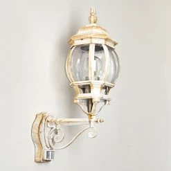 Hofstein Lentua Au&szlig;enwandleuchte Wei&szlig;, Gold, 1-flammig, Bewegungsmelder -Außenleuchten Verkäufe lentua aussenwandleuchte h3012444 do2 15