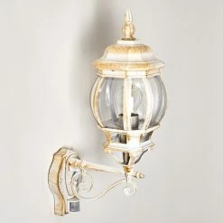 Hofstein Lentua Au&szlig;enwandleuchte Wei&szlig;, Gold, 1-flammig, Bewegungsmelder -Außenleuchten Verkäufe lentua aussenwandleuchte h3012444 do2 17