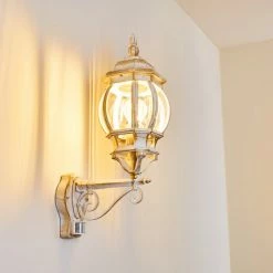 Hofstein Lentua Au&szlig;enwandleuchte Wei&szlig;, Gold, 1-flammig, Bewegungsmelder -Außenleuchten Verkäufe lentua aussenwandleuchte h3012444 do2 2