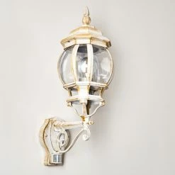 Hofstein Lentua Au&szlig;enwandleuchte Wei&szlig;, Gold, 1-flammig, Bewegungsmelder -Außenleuchten Verkäufe lentua aussenwandleuchte h3012444 do2 4