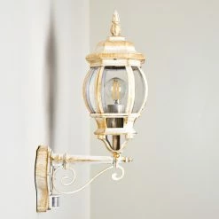 Hofstein Lentua Au&szlig;enwandleuchte Wei&szlig;, Gold, 1-flammig, Bewegungsmelder -Außenleuchten Verkäufe lentua aussenwandleuchte h3012444 do2 5