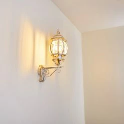 Hofstein Lentua Au&szlig;enwandleuchte Wei&szlig;, Gold, 1-flammig, Bewegungsmelder -Außenleuchten Verkäufe lentua aussenwandleuchte h3012444 do2 9