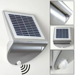 Hofstein Lesum Solar-Außenwandleuchte LED Silber, 1-flammig, Bewegungsmelder