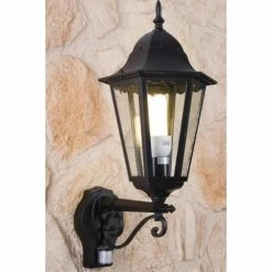 Lutec Lampen Lutec BRISTOL Außenwandleuchte Schwarz, Transparent, Klar, 1-flammig, Bewegungsmelder
