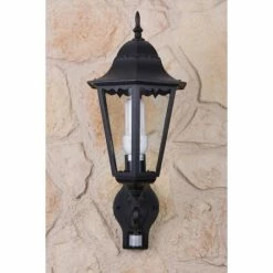 Lutec Lampen Lutec BRISTOL Außenwandleuchte Schwarz, Transparent, Klar, 1-flammig, Bewegungsmelder -Außenleuchten Verkäufe lutec bristol aussenwandleuchte 1331 l pir sw 4