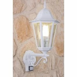 Lutec Lampen Lutec BRISTOL Außenwandleuchte Weiß, Transparent, Klar, 1-flammig, Bewegungsmelder