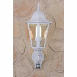Lutec Lampen Lutec BRISTOL Außenwandleuchte Weiß, Transparent, Klar, 1-flammig, Bewegungsmelder -Außenleuchten Verkäufe lutec bristol aussenwandleuchte 1331 l pir wh 3