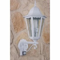 Lutec Lampen Lutec BRISTOL Außenwandleuchte Weiß, Transparent, Klar, 1-flammig, Bewegungsmelder -Außenleuchten Verkäufe lutec bristol aussenwandleuchte 1331 l pir wh 5