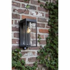 Lutec Lampen FLAIR Außenwandleuchte Schwarz, 1-flammig, Bewegungsmelder