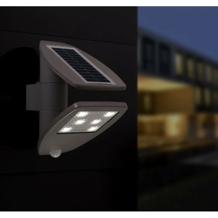Lutec Lampen Lutec ZETA Solar-Außenwandleuchte LED Grau, 1-flammig, Bewegungsmelder 2 Lutec Lampen Lutec ZETA Solar-Außenwandleuchte LED Grau, 1-flammig, Bewegungsmelder – Bild 2