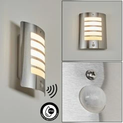 Hofstein Maleny Außenwandleuchte Edelstahl, 1-flammig, Bewegungsmelder