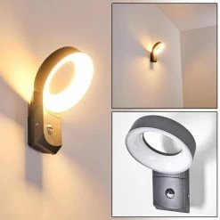 Hofstein Meridian Wandleuchte LED Anthrazit, 1-flammig, Bewegungsmelder