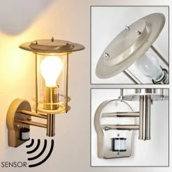 Hofstein Mulo Außenwandleuchte Edelstahl, 1-flammig, Bewegungsmelder