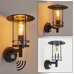 Hofstein Mulo Außenwandleuchte Schwarz, 1-flammig, Bewegungsmelder