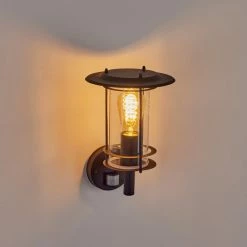 Hofstein Mulo Außenwandleuchte Schwarz, 1-flammig, Bewegungsmelder -Außenleuchten Verkäufe mulo aussenwandleuchte h3442388 10