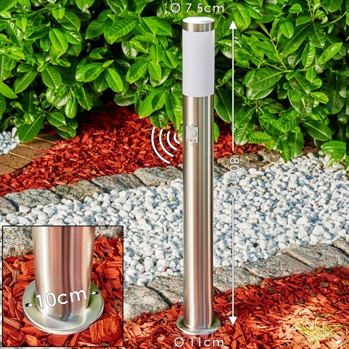 Hofstein Norburg Wegeleuchte Edelstahl, 1-flammig, Bewegungsmelder 2 Hofstein Norburg Wegeleuchte Edelstahl, 1-flammig, Bewegungsmelder – Bild 2