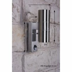 Nordlux TIN Außenwandleuchte Edelstahl, 2-flammig, Bewegungsmelder