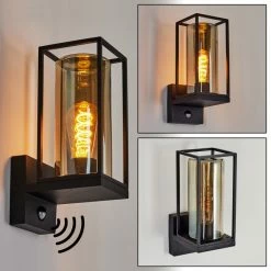 Hofstein Palanga Außenwandleuchte Schwarz, 1-flammig, Bewegungsmelder