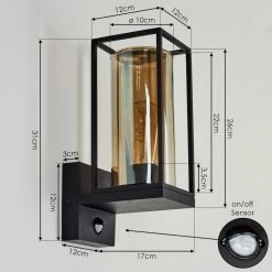 Hofstein Palanga Außenwandleuchte Schwarz, 1-flammig, Bewegungsmelder -Außenleuchten Verkäufe palanga aussenwandleuchte h3558751 3