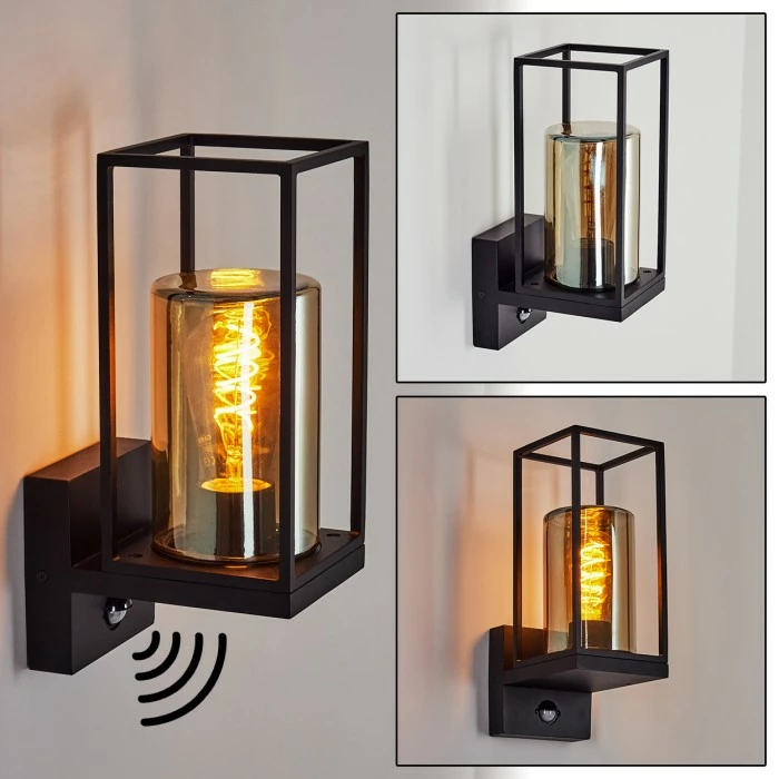 Hofstein Palanga Außenwandleuchte Schwarz, 1-flammig, Bewegungsmelder 1 Hofstein Palanga Außenwandleuchte Schwarz, 1-flammig, Bewegungsmelder