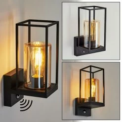 Hofstein Palanga Außenwandleuchte Schwarz, 1-flammig, Bewegungsmelder